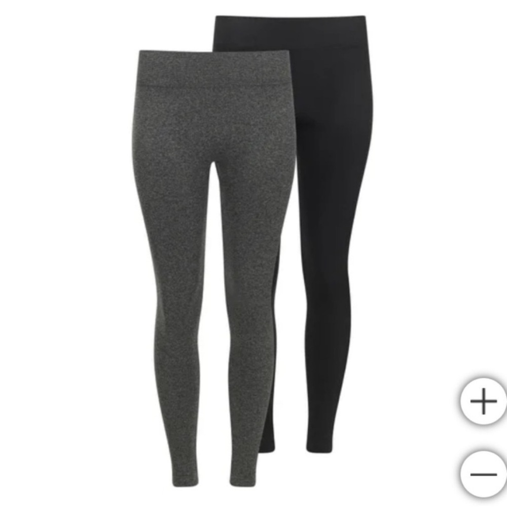 Two (2) Pairs Lemon Fleece Lined Leggings Black and Grey Size Small